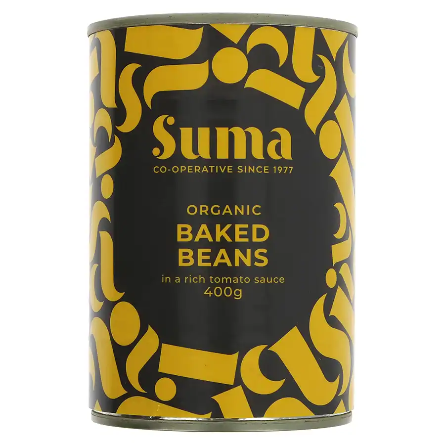 Organic baked beans in rich tomato sauce, 400g.