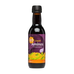 Aminos liquid seasoning for versatile culinary use, ideal for enhancing flavor in various dishes.