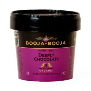 Dairy-free Deeply Choc Booja Booja ice cream with organic ingredients.