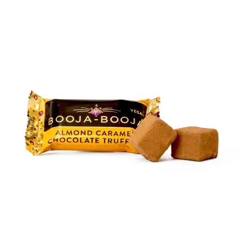 Salted Caramel Chocolate Truffle by Booja-booja, vegan-friendly.