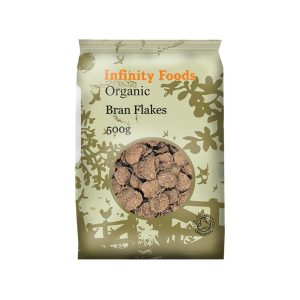 Organic Infinity Foods Bran Flakes 500g, a nutritious cereal for a wholesome breakfast.